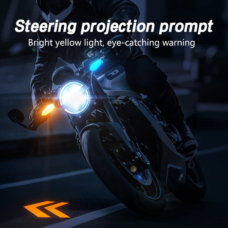2PCS Universal Motorcycle LED Turn Signal Lamp Color Projection Lamp Sequential Flowing Flash Indicator Lights Running Light
