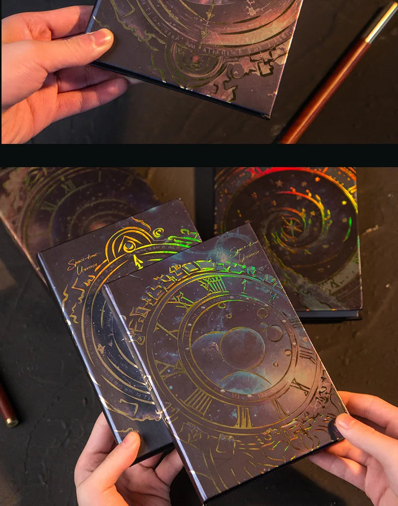 Cosmic Clock Series Retro Notebook Full Color Page Beautiful Starry Sky Illustration Hardcover Diary Student Notepad