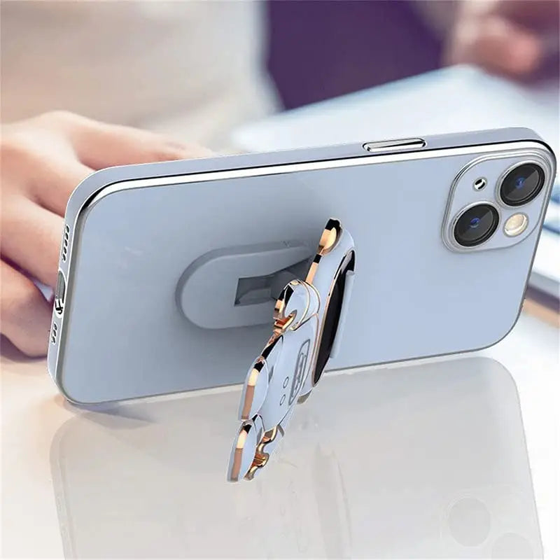 Creative 6D Plating Astronaut Mobile Phone Stand For IPhone Universal Phone Kickstand Foldable Mount Finger Phone Holder Bracket