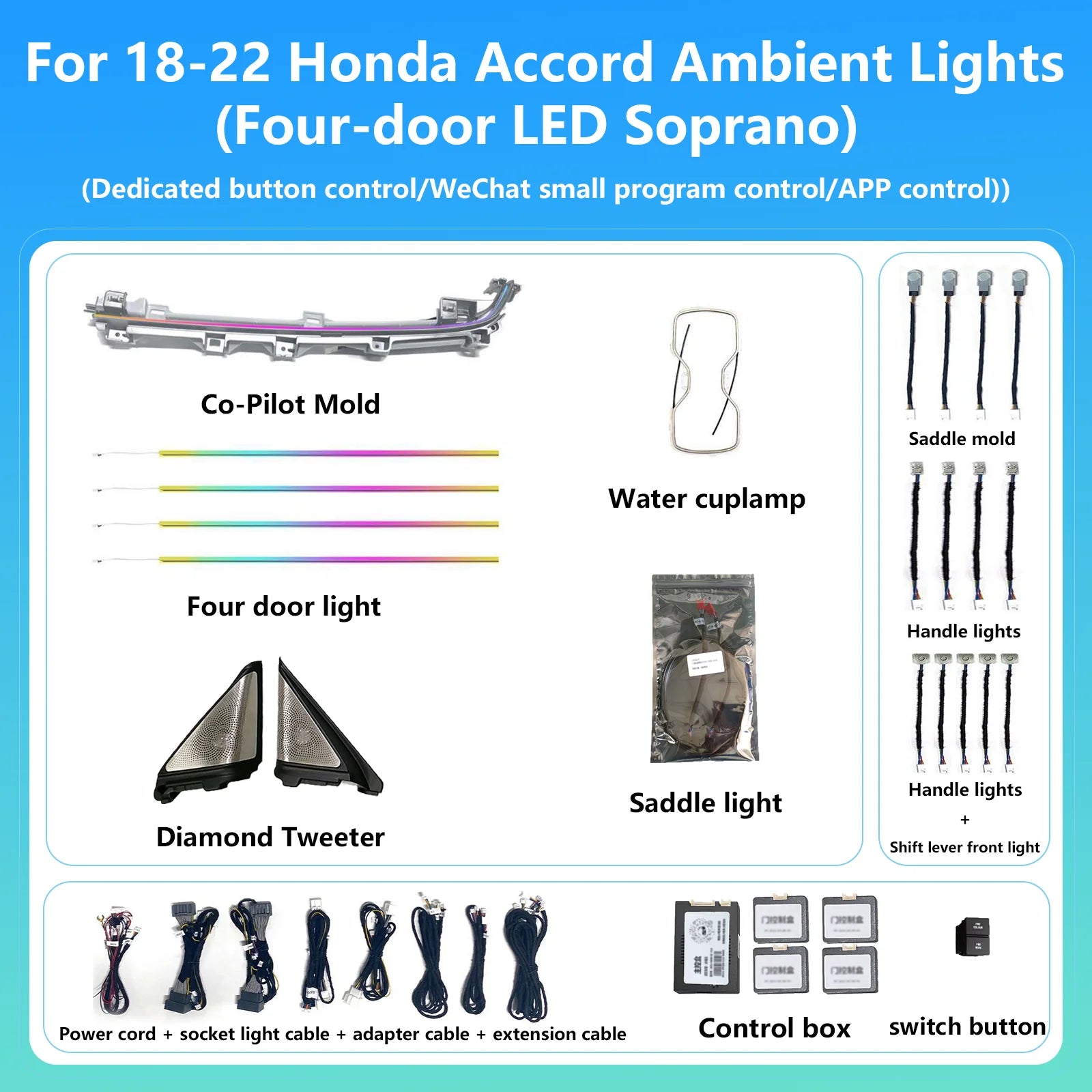 Ezontronics Ambient Light For Honda 10th Accord 2018-2022 Atmosphere environtal mood ambilight Lighting lumiere Dynamic Magic