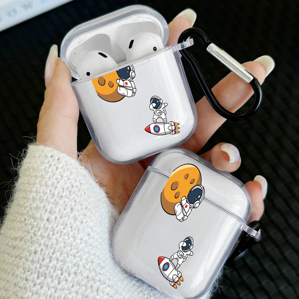 Astronaut Space Case For AirPods 4 3 1 2 Gen TPU Earphone Protecitve Case For AirPods Pro 2/Pro Cover with Keychain Accessory