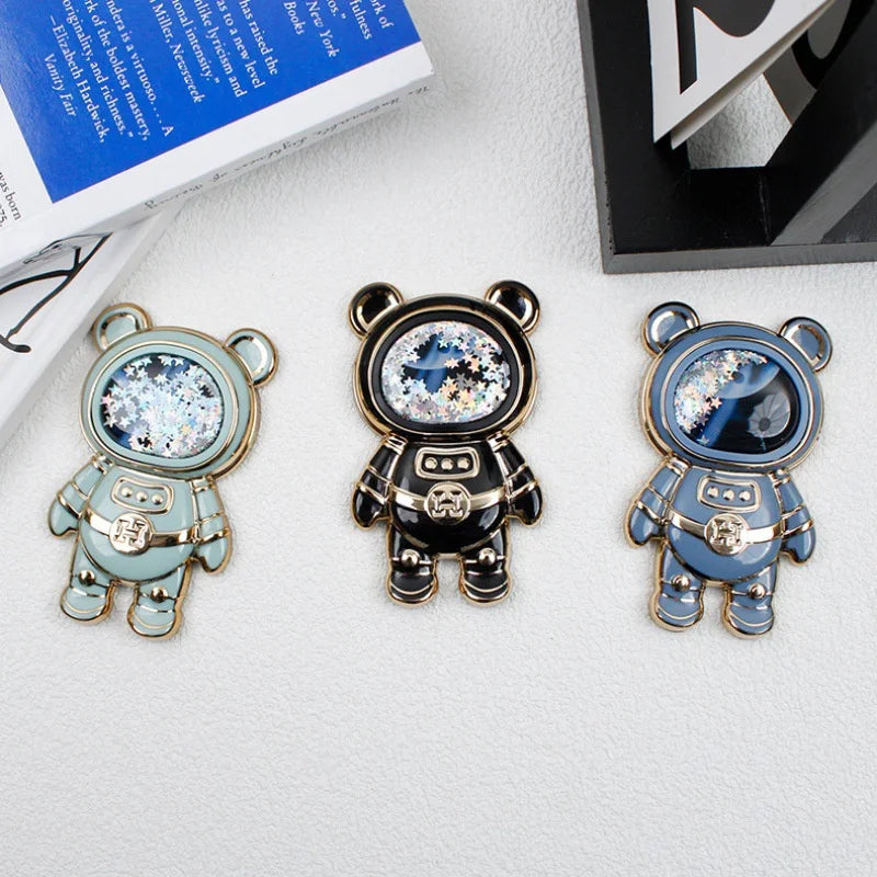 Universal Ultra-thin Cartoon Stand Anime Foldable Desktop Bracket Cute Liquid Quicksand Astronaut Stand Desktop Phone Holder