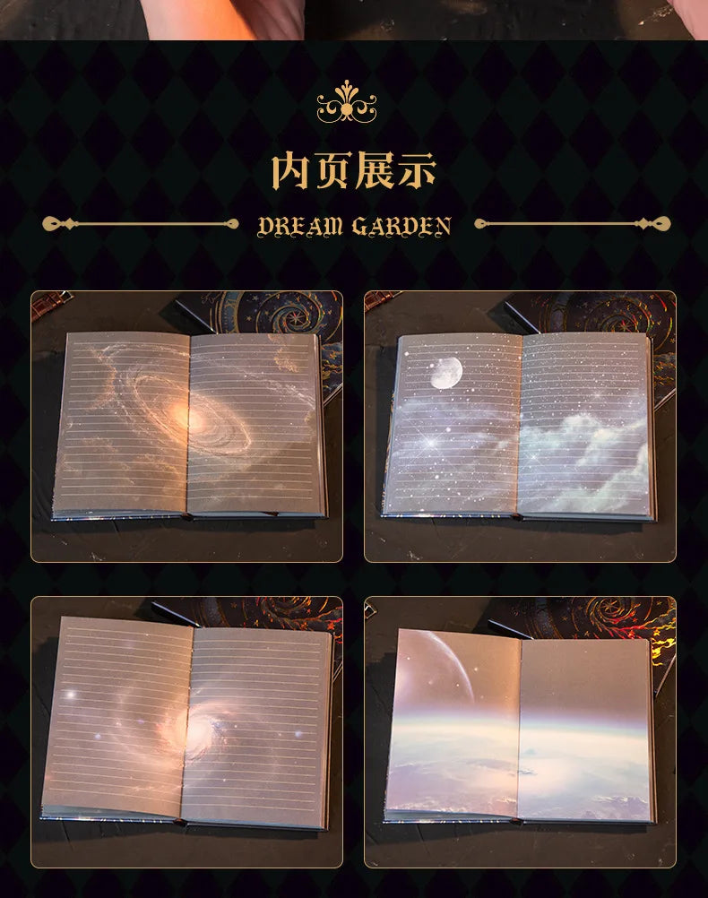 Cosmic Clock Series Retro Notebook Full Color Page Beautiful Starry Sky Illustration Hardcover Diary Student Notepad