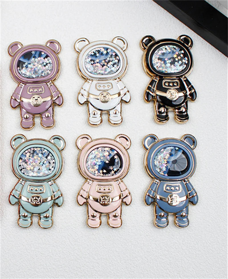 Universal Ultra-thin Cartoon Stand Anime Foldable Desktop Bracket Cute Liquid Quicksand Astronaut Stand Desktop Phone Holder