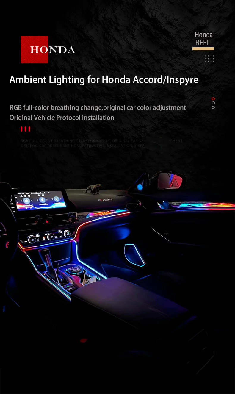Ezontronics Ambient Light For Honda 10th Accord 2018-2022 Atmosphere environtal mood ambilight Lighting lumiere Dynamic Magic