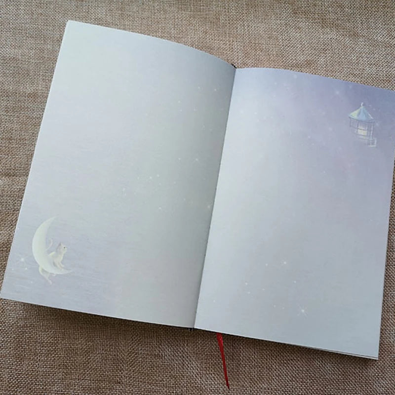 Van Gogh's Dream Starry Sky Notebook Full Color Page Fun Cartoon Kitten Illustration Diary 146 Pages Thickened Notepad