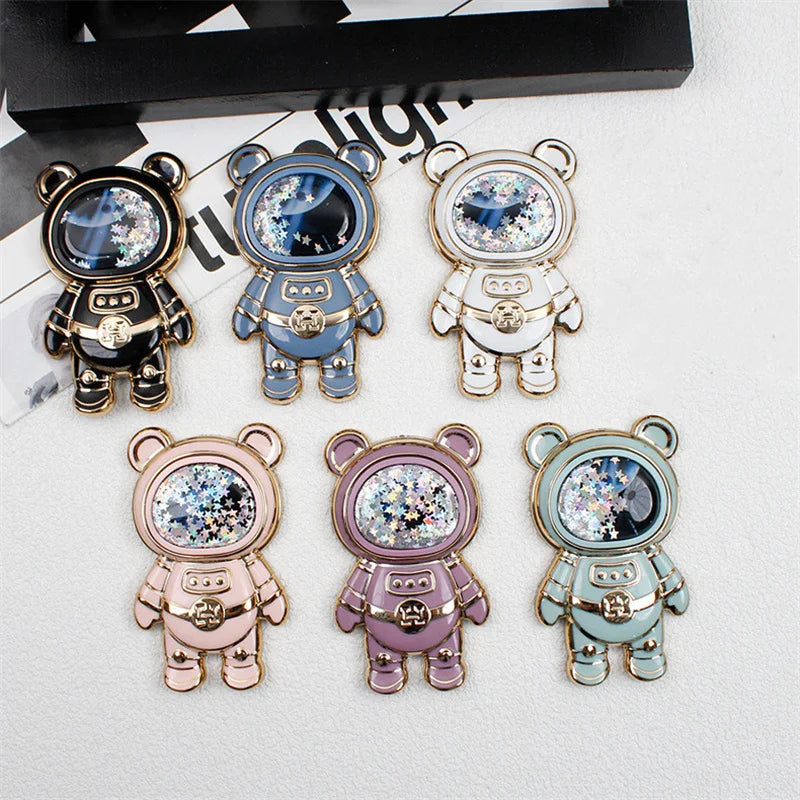 Universal Ultra-thin Cartoon Stand Anime Foldable Desktop Bracket Cute Liquid Quicksand Astronaut Stand Desktop Phone Holder