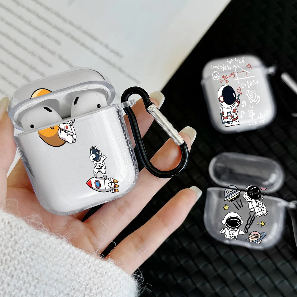 Astronaut Space Case For AirPods 4 3 1 2 Gen TPU Earphone Protecitve Case For AirPods Pro 2/Pro Cover with Keychain Accessory