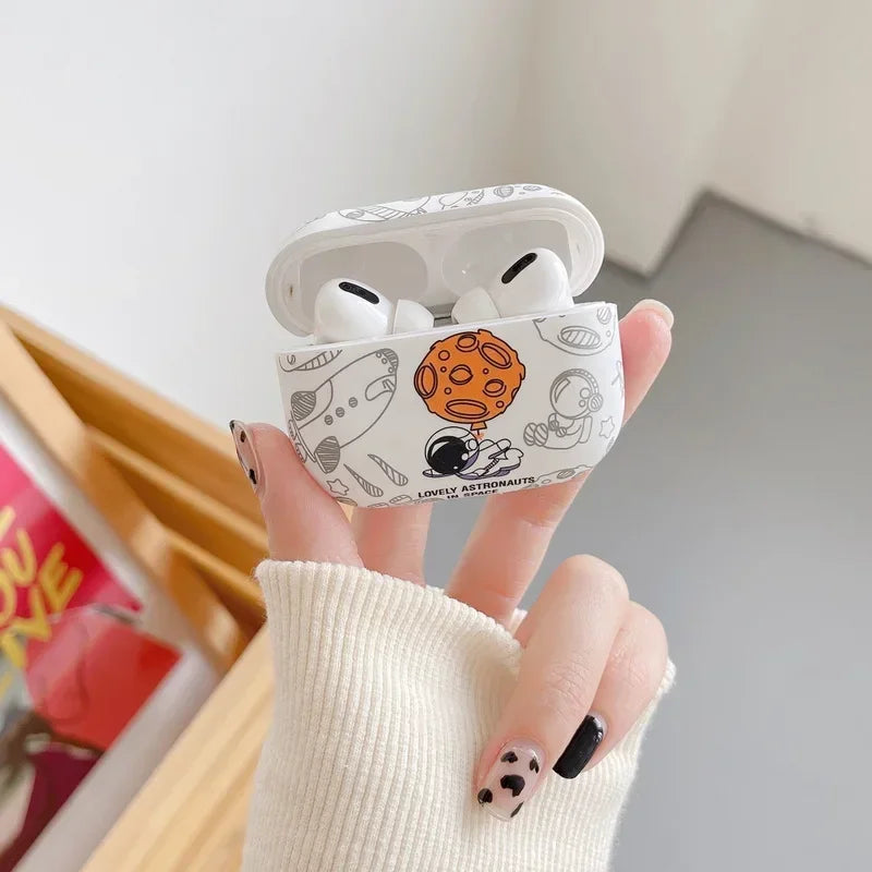 Astronaut Space Moon Soft Earphone Case for Airpods 4 2024 3 2 1 Pro 2 Headphone Cover for Air Pods Pro2 3rd Generation Custodia