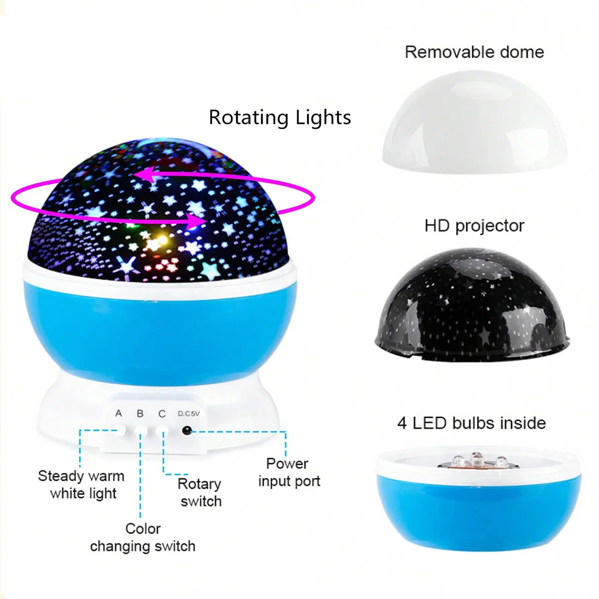 Novelty LED Star Projector Children's Gift Bedside Lamp Sleep Lamp Bedroom Decoration USB Projector Lamp Rotating Night Lamp