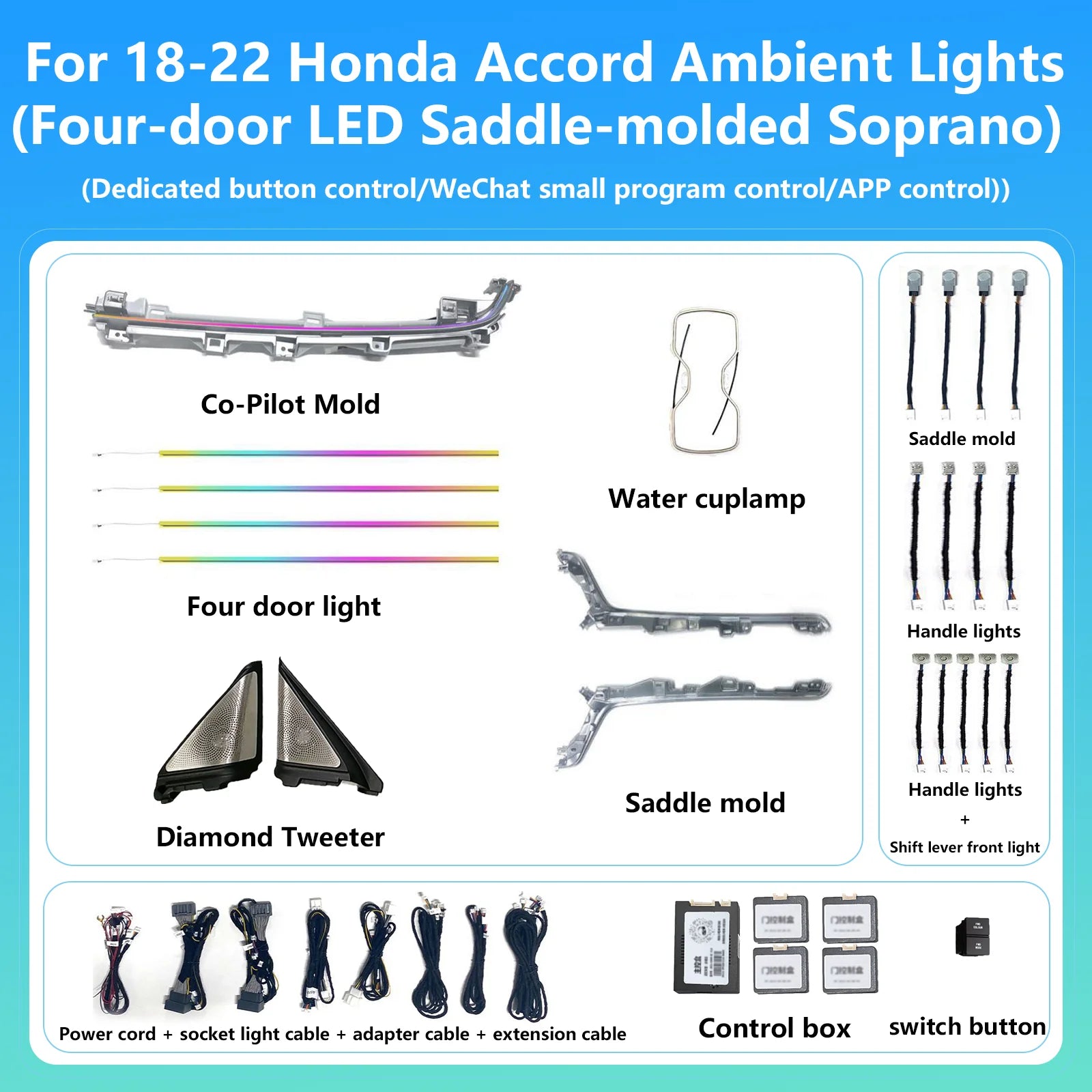 Ezontronics Ambient Light For Honda 10th Accord 2018-2022 Atmosphere environtal mood ambilight Lighting lumiere Dynamic Magic