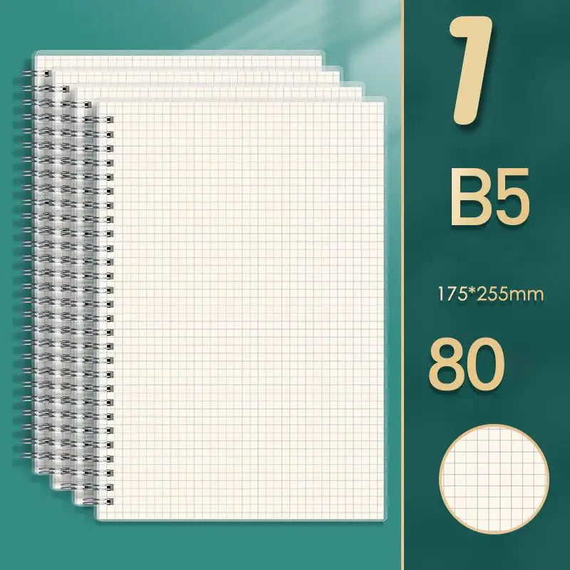 80 Sheets/ 160 Pages Square Line Notebook  A4 A5 B5 Coil Paper Journal Diary Sketchbook For School Notebook Supplies Stationery