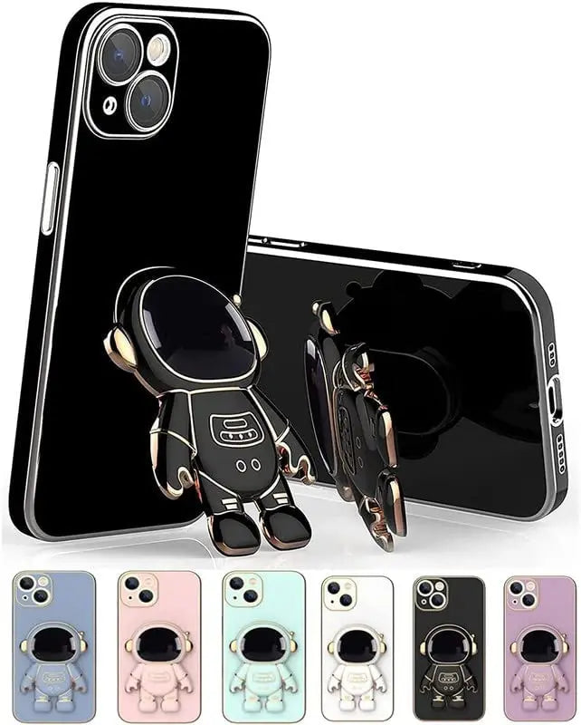 Creative 6D Plating Astronaut Mobile Phone Stand For IPhone Universal Phone Kickstand Foldable Mount Finger Phone Holder Bracket