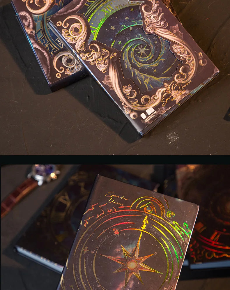 Cosmic Clock Series Retro Notebook Full Color Page Beautiful Starry Sky Illustration Hardcover Diary Student Notepad