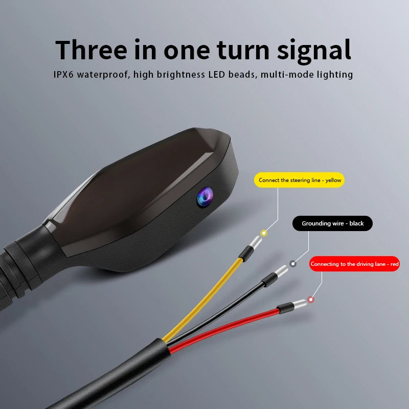 2PCS Motorcycle LED Turn Signal Lamp 27 Modes Color Projection Lamp Sequential Flowing Flash Indicator Lights Running Light