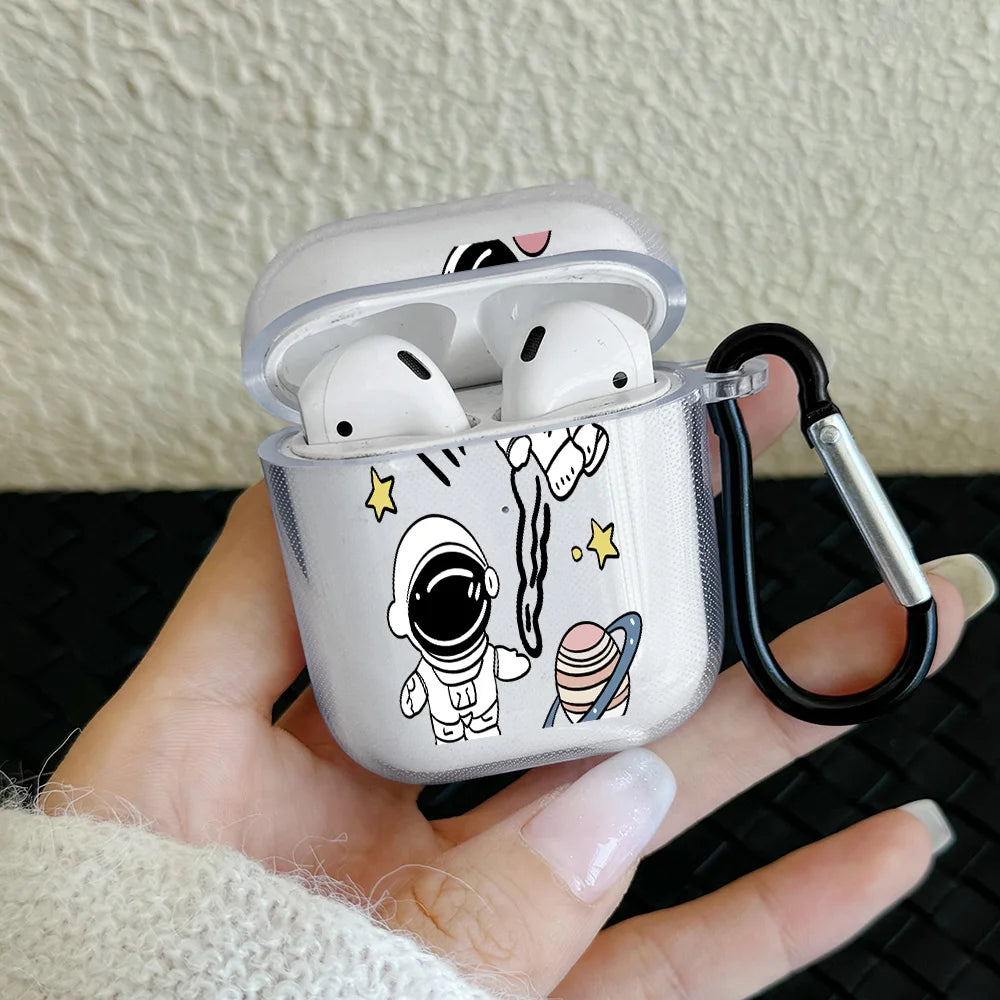 Astronaut Space Case For AirPods 4 3 1 2 Gen TPU Earphone Protecitve Case For AirPods Pro 2/Pro Cover with Keychain Accessory