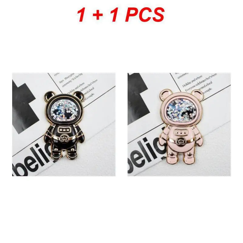 Universal Ultra-thin Cartoon Stand Anime Foldable Desktop Bracket Cute Liquid Quicksand Astronaut Stand Desktop Phone Holder