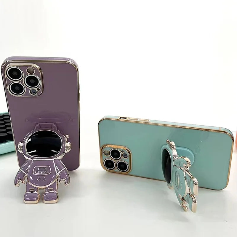 Astronaut Phone Bracket Cute Cartoon Desktop Foldable Stand Accessories 3D Plating Anime Astronaut Phone Holder Stand Holder