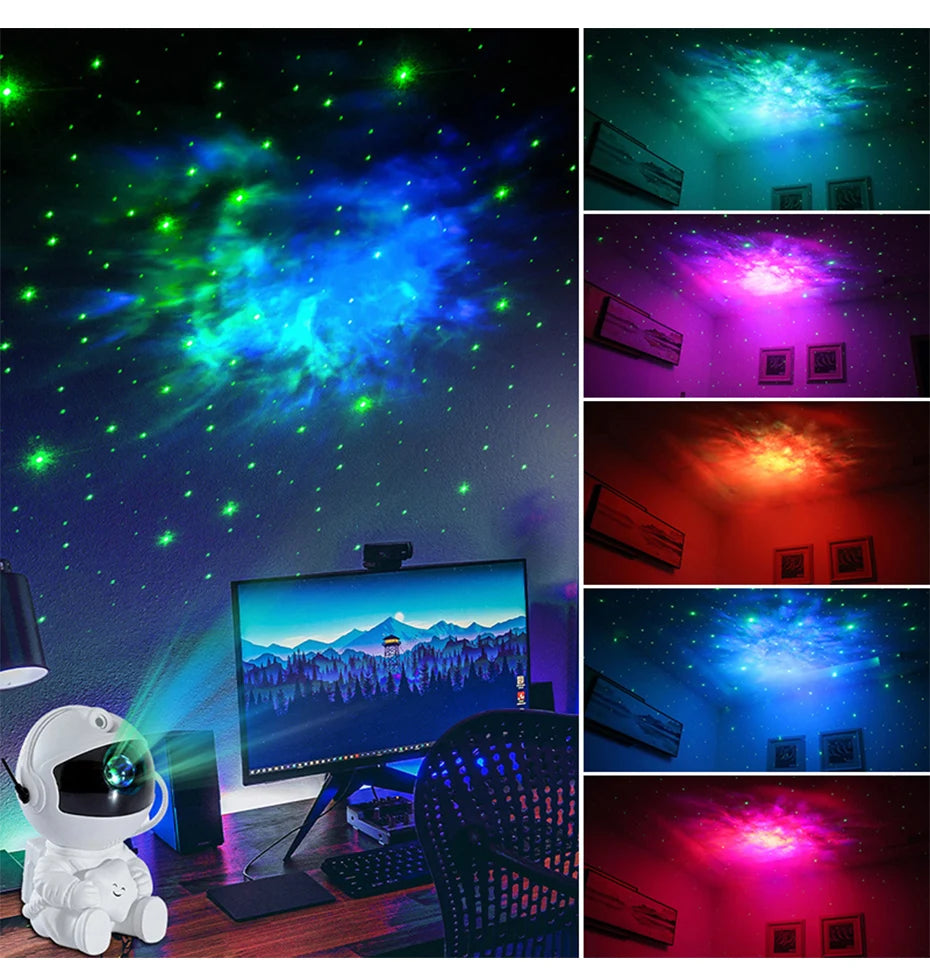 2024Star Projector Galaxy Night Light Astronaut Space Projector Starry Nebula Ceiling Lamp for Bedroom Home Decorative kids gift