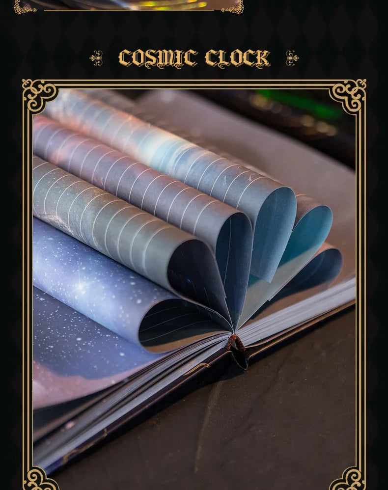 Cosmic Clock Series Retro Notebook Full Color Page Beautiful Starry Sky Illustration Hardcover Diary Student Notepad