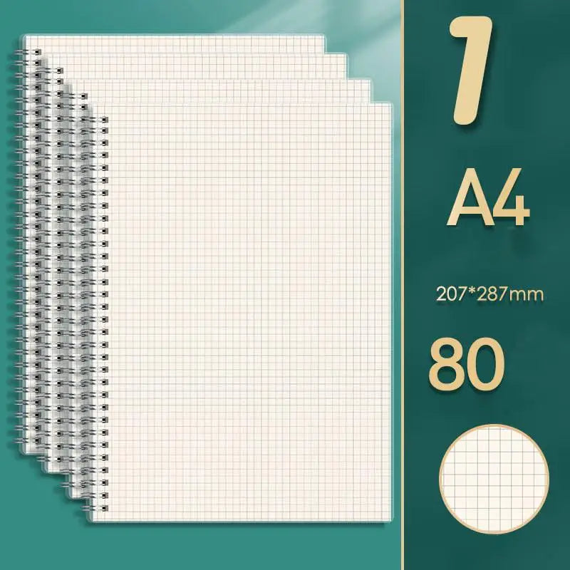 80 Sheets/ 160 Pages Square Line Notebook  A4 A5 B5 Coil Paper Journal Diary Sketchbook For School Notebook Supplies Stationery