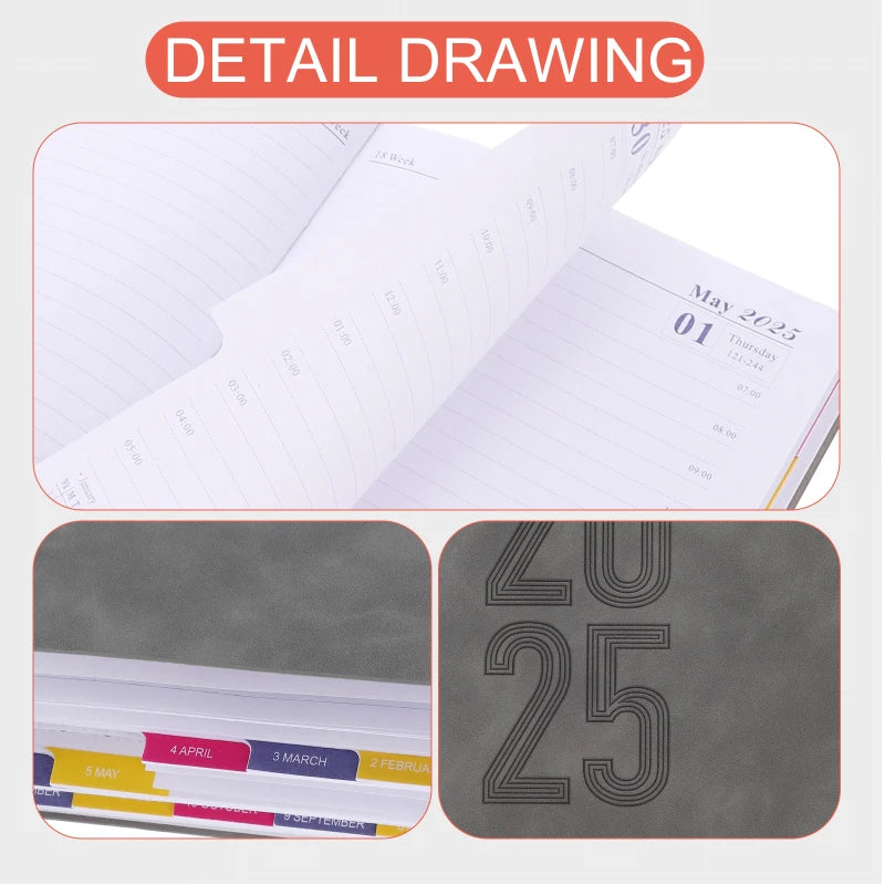 2025 Notebook Planner Journal Agenda Daily Writing Book Notepad Paper Academic ganizer Travel Diary Office Supplies